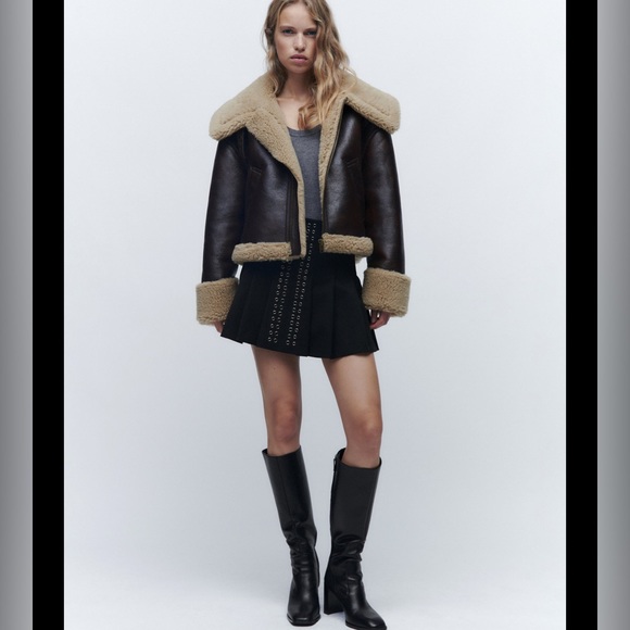 Zara metallic ring eyelets detail pleated mini skirt - Picture 6 of 12